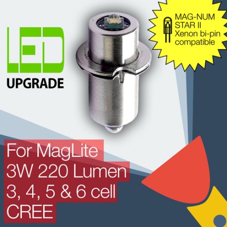 MagLite LED Upgrade/conversion bulb for MAG-NUM STAR II bi-pin MagLite Torch/flashlight 3D/3C, 4D/4C, 5D, 6D Cell CREE XP-G2