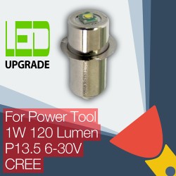 LED Upgrade/conversion bulb for many popular Power Tool Torches/flashlights Bosch DeWalt Makita Hitachi etc P13.5 6-30V CREE