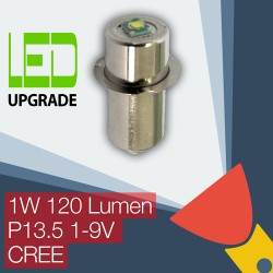 LED Upgrade/conversion bulb for many popular Torches/flashlights P13.5 Flange 1-9V 1W 120LM CREE