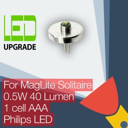 MagLite Solitaire LED Conversion/upgrade bulb Torch/flashlight 1AAA Cell Philips